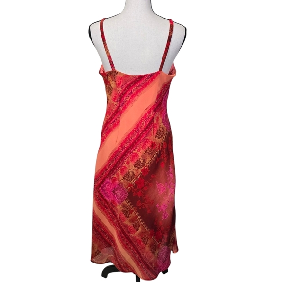 Vintage Red and Pink Floral Paisley 90s Y2k Patchwork Dress - Picture 3 of 8